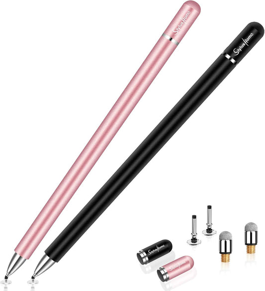 Stylus for Ipad (2 Pcs), Magnetic Disc Universal Stylus Pens Touch Screens for Apple/Iphone/Ipad Pro/Mini/Air/Android/Microsoft/Surface All Capacitive Touch Screens - Black/Rose Gold