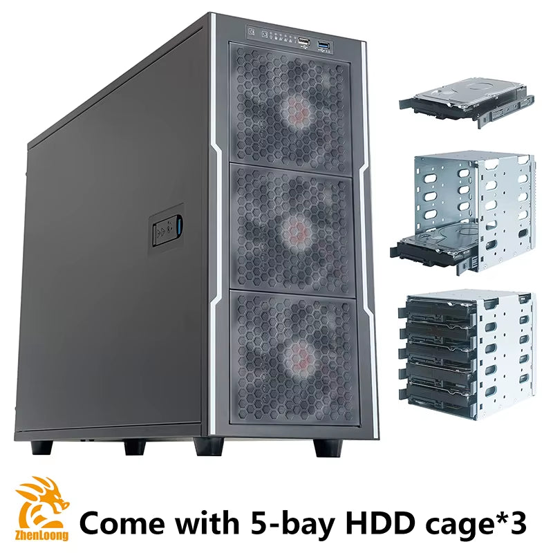 Support X99 Dual X79 Main Board Case Desktop Large Tank Water-Cooled Tower Server Chassis with 9 Optical Drive Spaces