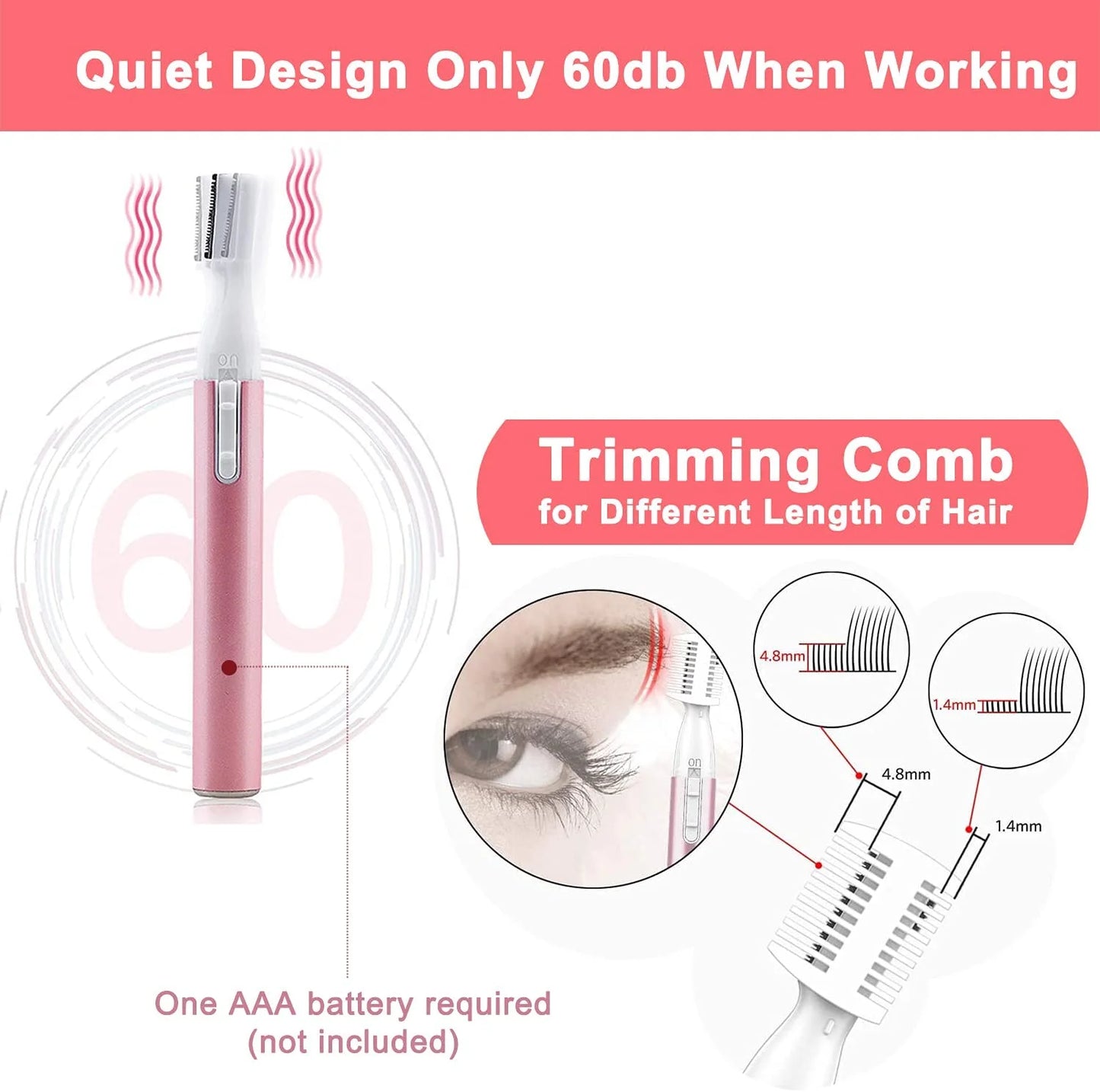 Eyebrow Hair Trimmer, Women Electric Hair Remover Eyebrow Shaper Portable Facial Hair Razor, Gift for Women