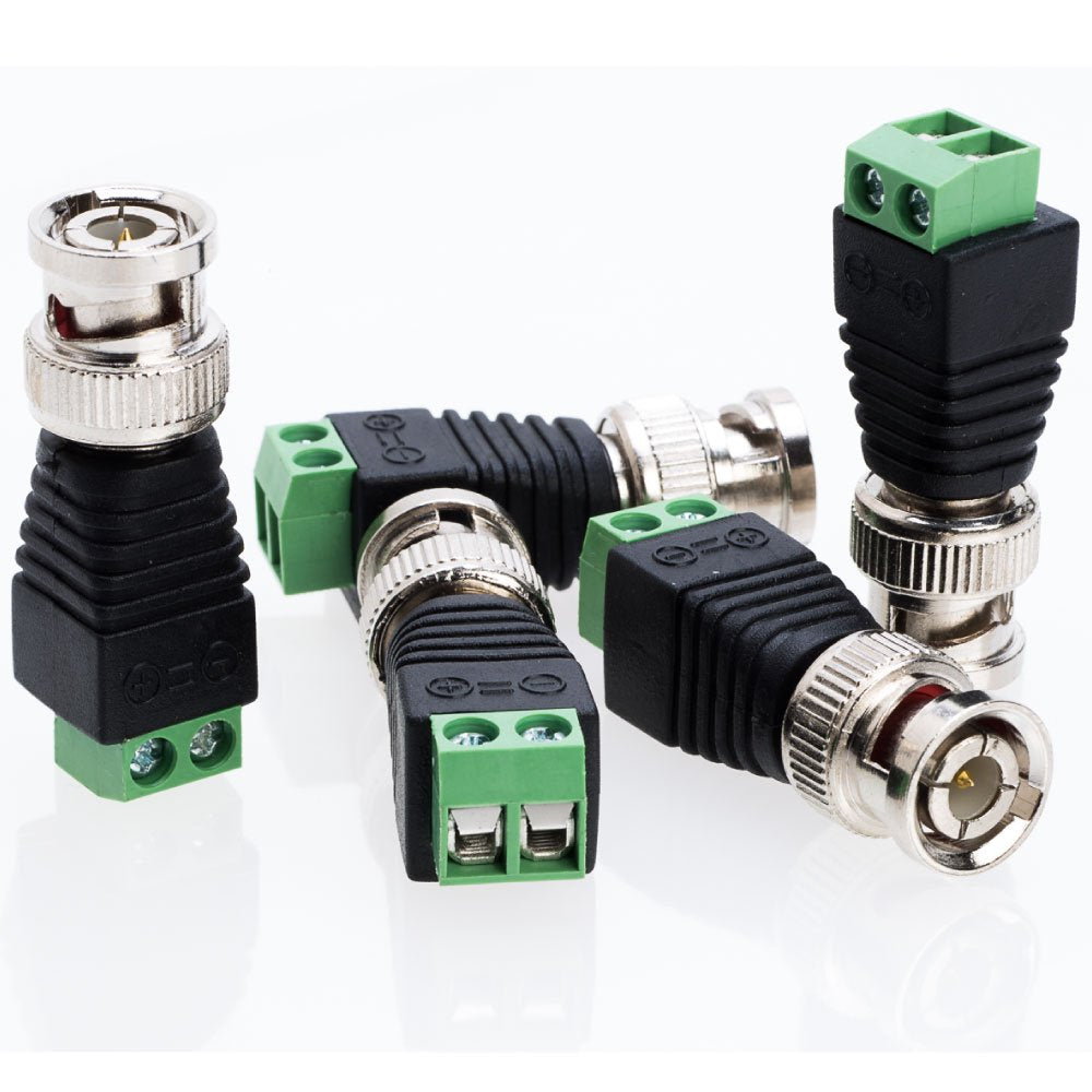 Cctv4Less BNC Male Balun Connector for Coax CAT5, CAT6, CAT7 to BNC Male and 2 Screw Camera Terminal Adapter - Reliable CCTV Surveillance Video Transmission (10)