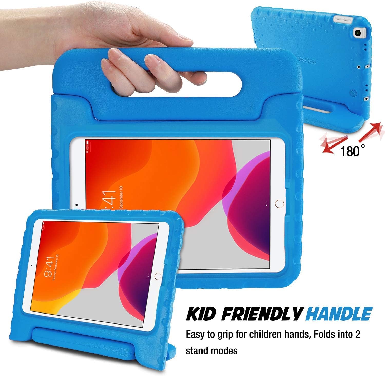 Shockproof Kids iPad Case with Handle for 10.2" (9th/8th/7th Gen), 10.5" Air/Pro: Lightweight & Convertible