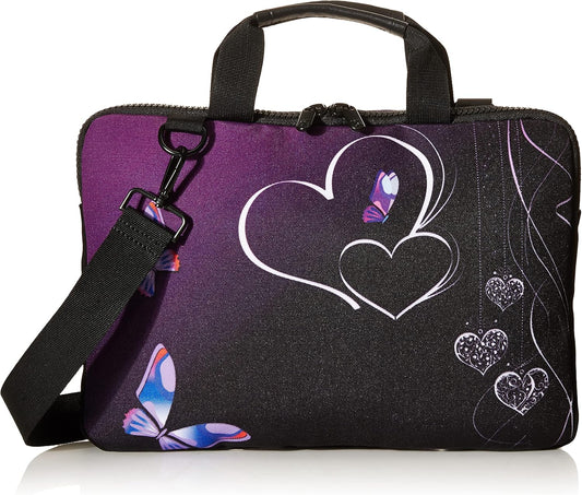 Purple Butterflies Canvas Laptop Carrying Shoulder Sleeve Case Protective Bag Briefcase Fits 11.6 12 12.9 13 13.3 Inches Laptop Ultrabook Netbook CSH-05