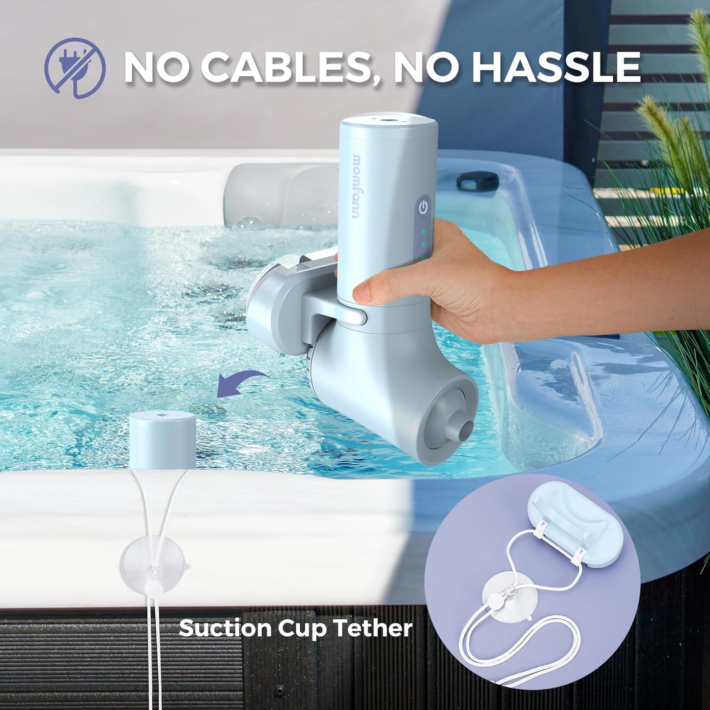 Bath Jet Spa, Cordless Portable Bathtub Accessories with 3-Level Adjustable Speed, Bubble Maker/Bath Jet Mode, Bathtub Jets for Home Spa, Relaxing (Blue)