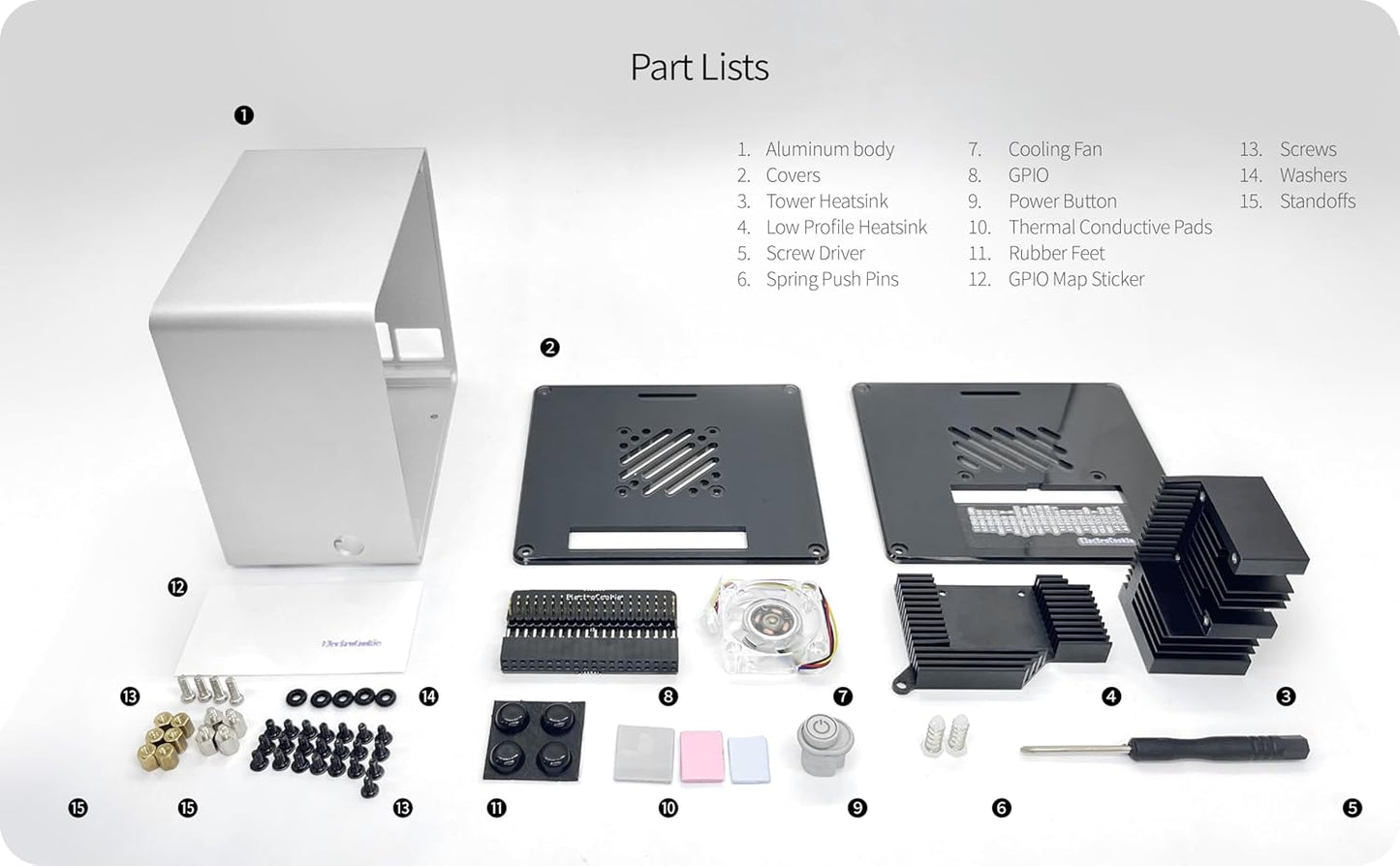 Electrocookie Raspberry Pi 5 Case, Aluminum Mini Tower Case with Cooling Fan