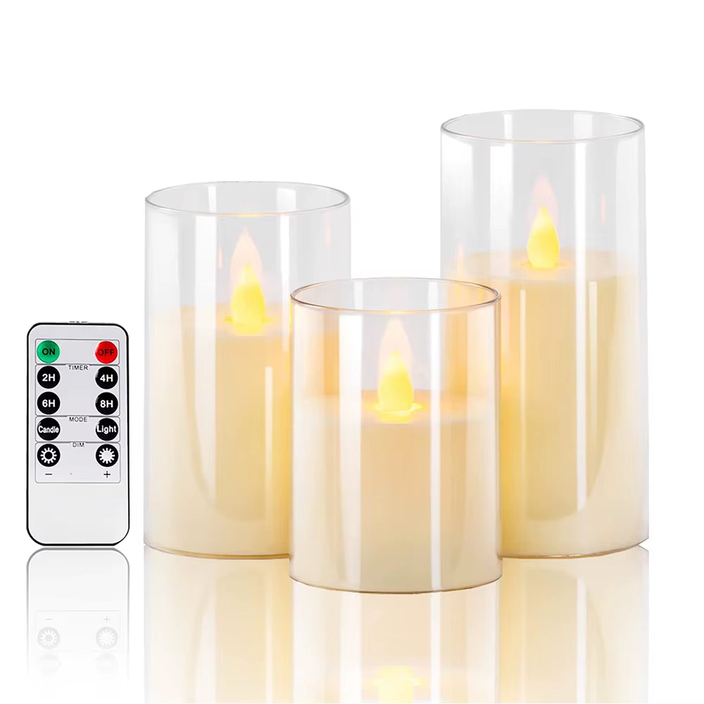 LED Acrylic Candle Set with Remote & Timer