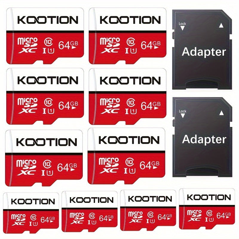 KOOTION High-Speed TF microSD Card Multi-Pack – UHS-I U1 C10 Memory Cards with SD Adapter, Full HD 1080P Recording, Up to 90MB/s Read, For Phones, Cameras, Drones & Dash Cams