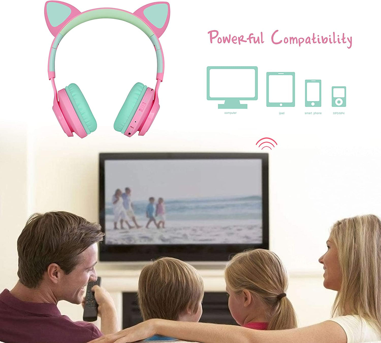 Cat Ear Bluetooth Headphones with LED Lights