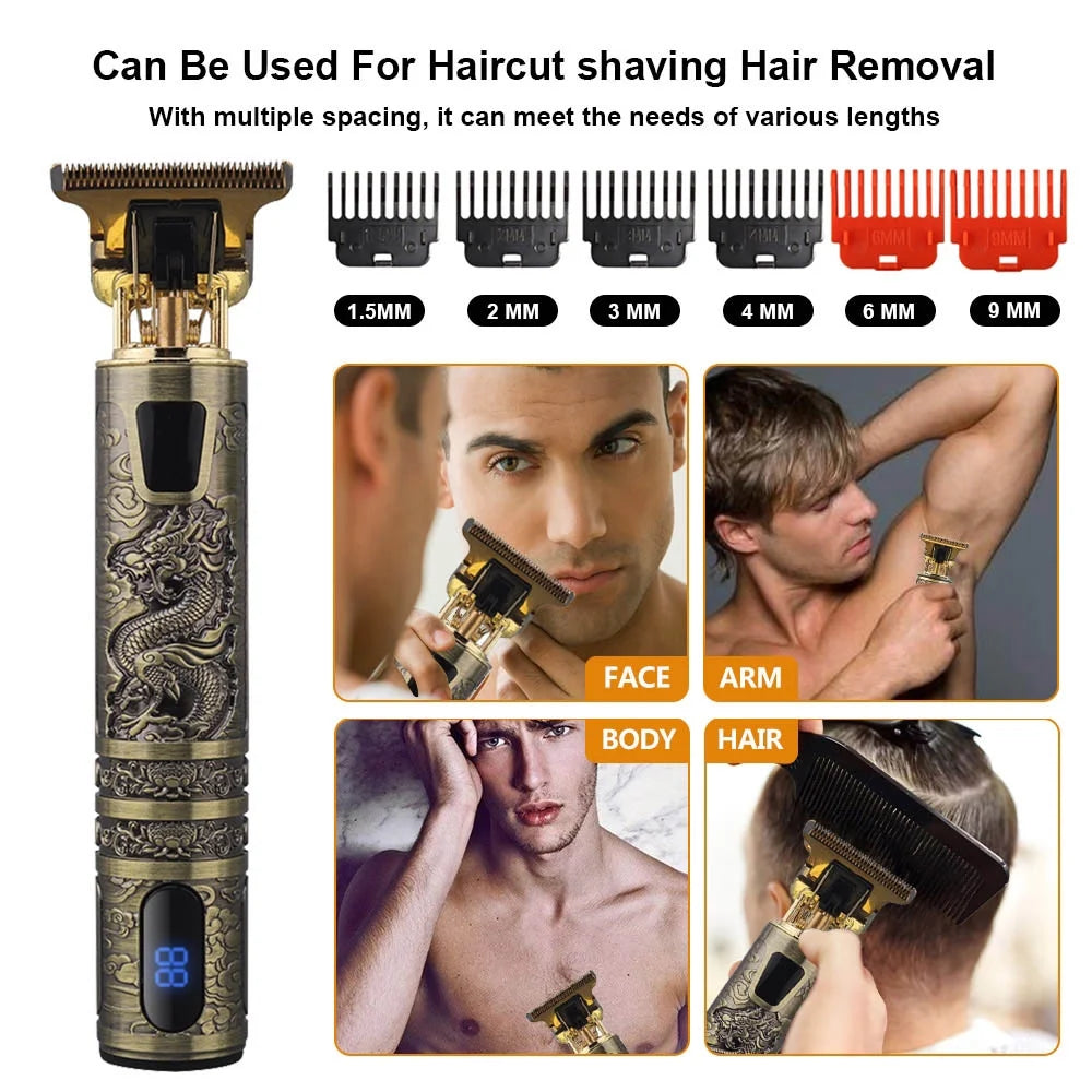 Hair Trimmer, Hair Clippers for Men Hair Cutting Professional Cordless Zero Gapped Hair Trimmer for Men Haircut Clipper Detail Beard Trimmer Shaver, USB Rechargeable LED Display