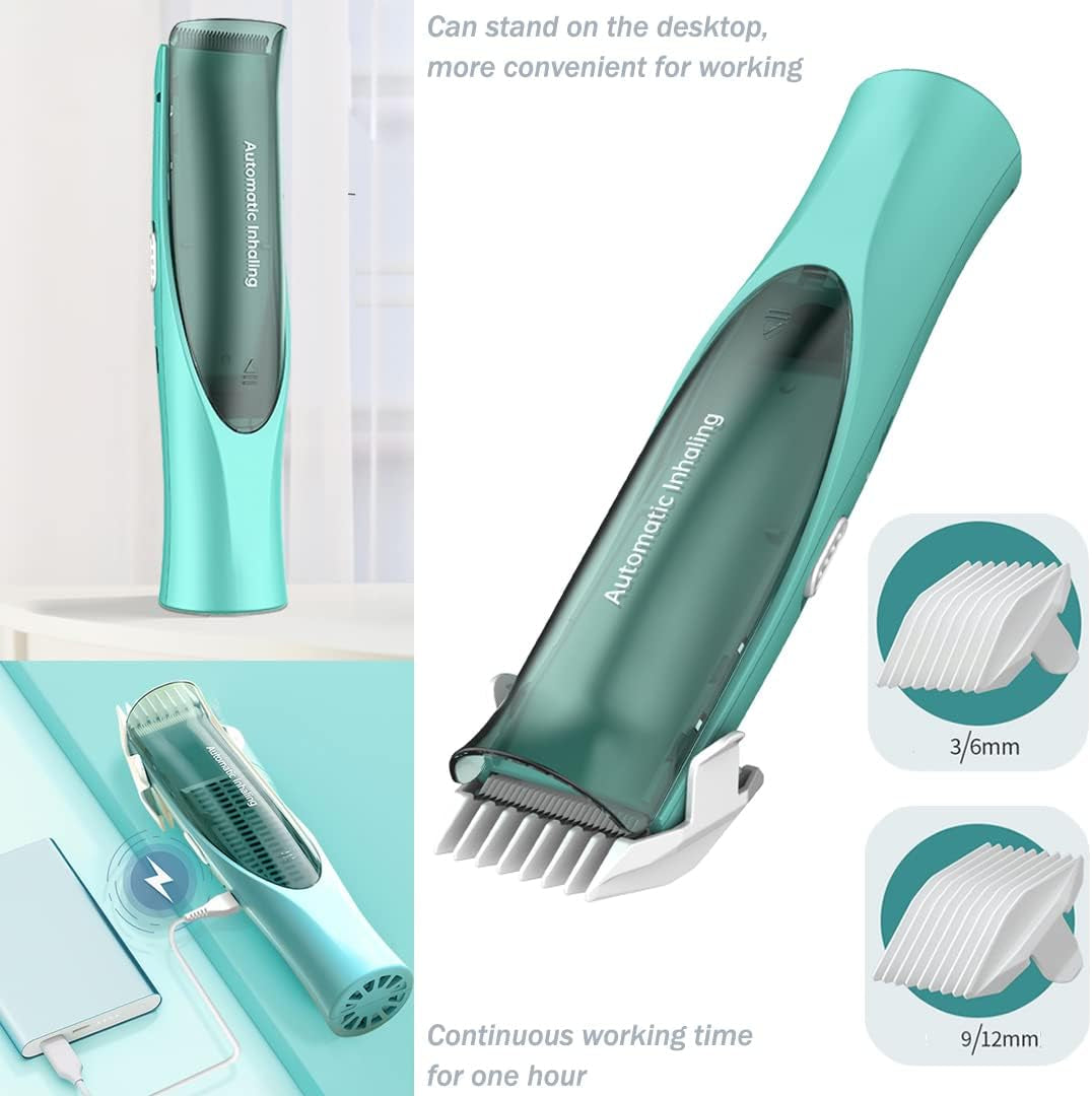 Cordless Vacuum Hair Clipper for Baby,Wireless Beard & Hair Trimmer,Rechargeable Waterproof Home Haircut Kit Kids & Men, Automatic Hair Suction, with Professional Hair Scissors