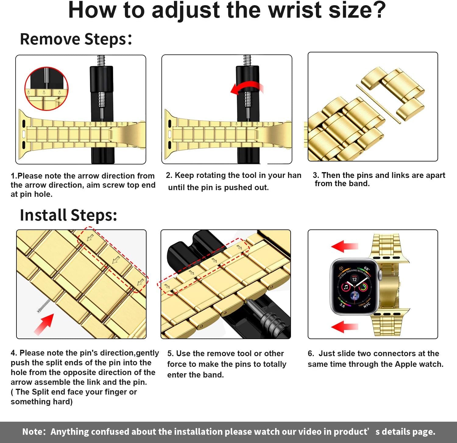 Stylish Gold Band & Case for Apple Watch (42/44mm)