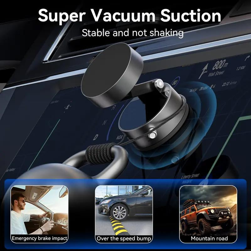 Versatile Magnetic Car Phone Holder: Vacuum Suction, for iPhone 16/15