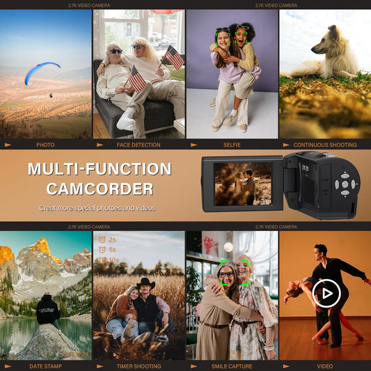 Video Camera for Youtube Camcorder QHD 2.7K 50MP Vlogging Digital Camera with 32GB Card and 2 Batteries