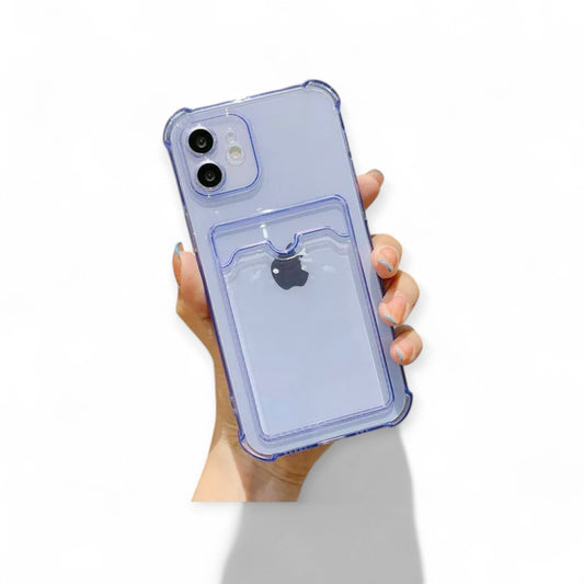 Clear Shockproof iPhone Case with Card Holder - Compatible with 15/13/12/11 Pro Max