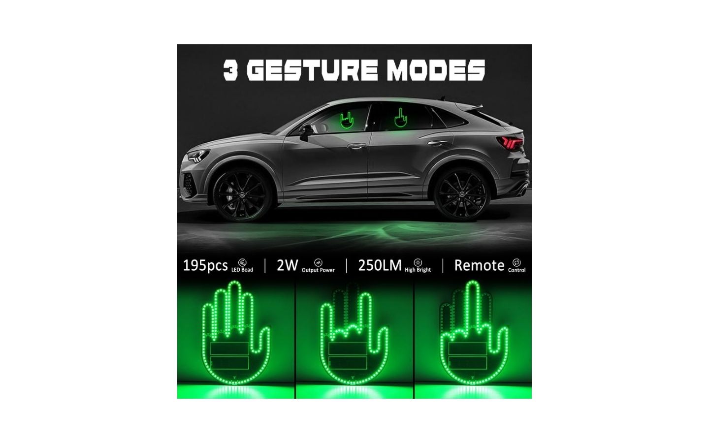 Car Gesture Light: LED Windshield Display, Express Driving Emotions