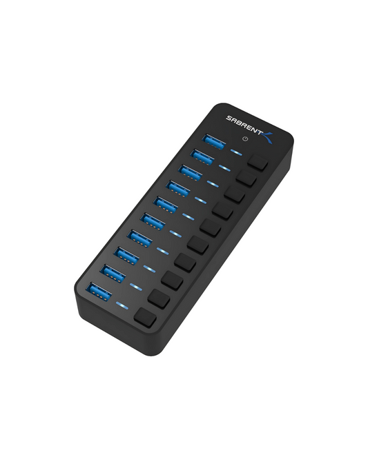 10-Port USB 3.0 Hub - 60W with Individual Power Switches & LED Indicators