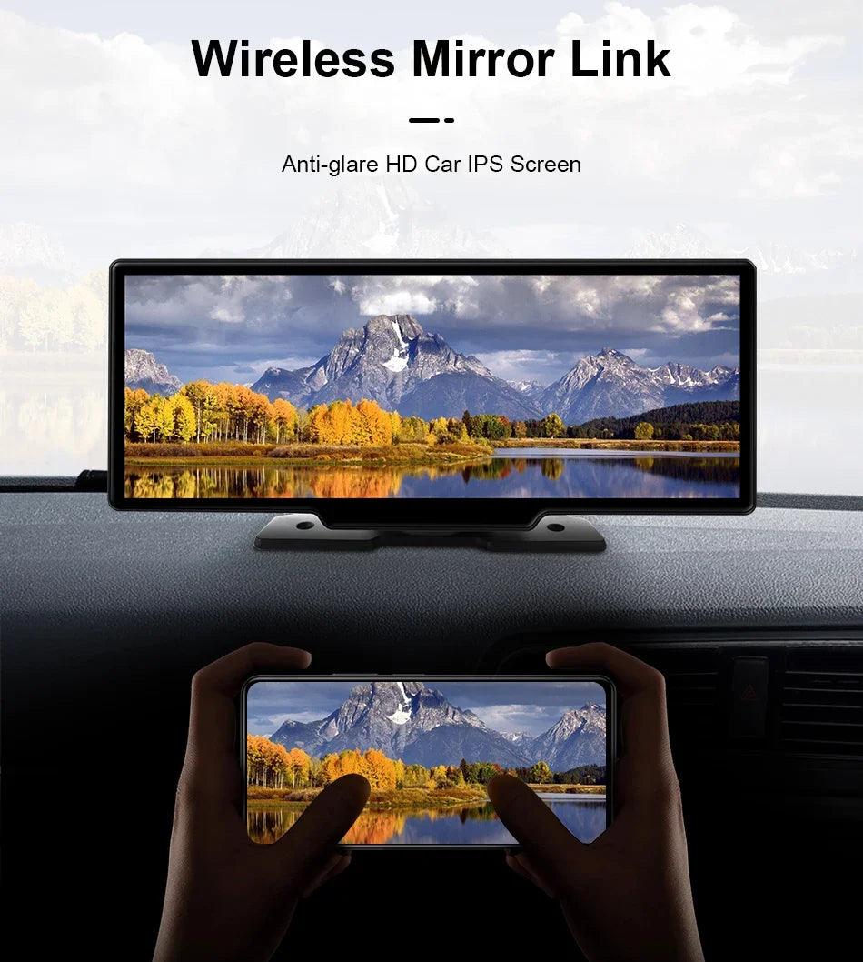 4K Dash Cam Mirror - 10.26" Display with Wireless Carplay/Android Auto GPS