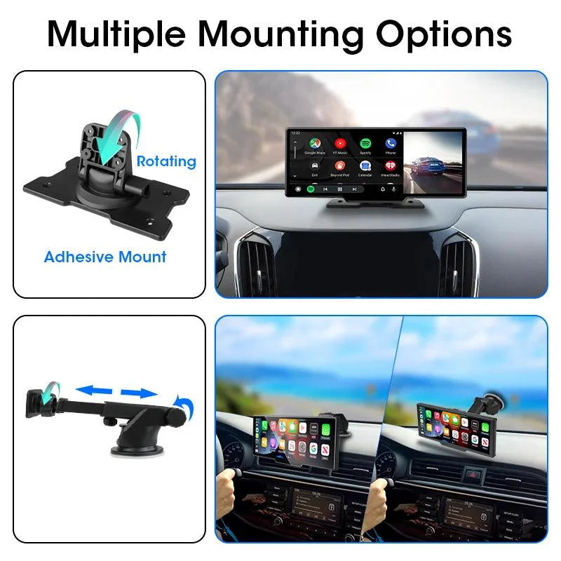 4K Dash Cam Mirror - 10.26" Display with Wireless Carplay/Android Auto GPS