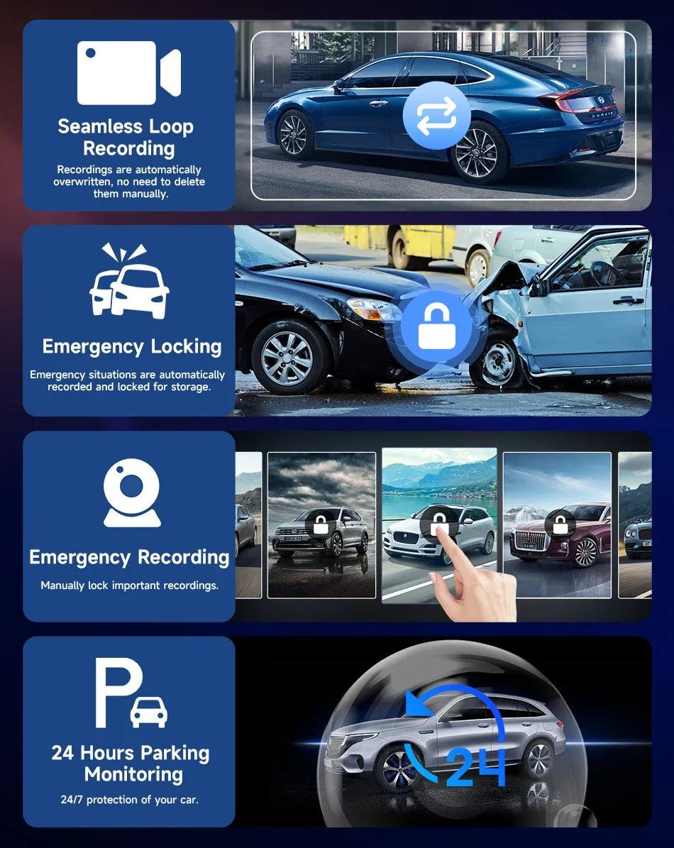4K Dash Cam Mirror - 10.26" Display with Wireless Carplay/Android Auto GPS