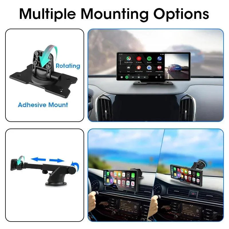 4K Dash Cam Mirror - 10.26" Display with Wireless Carplay/Android Auto GPS
