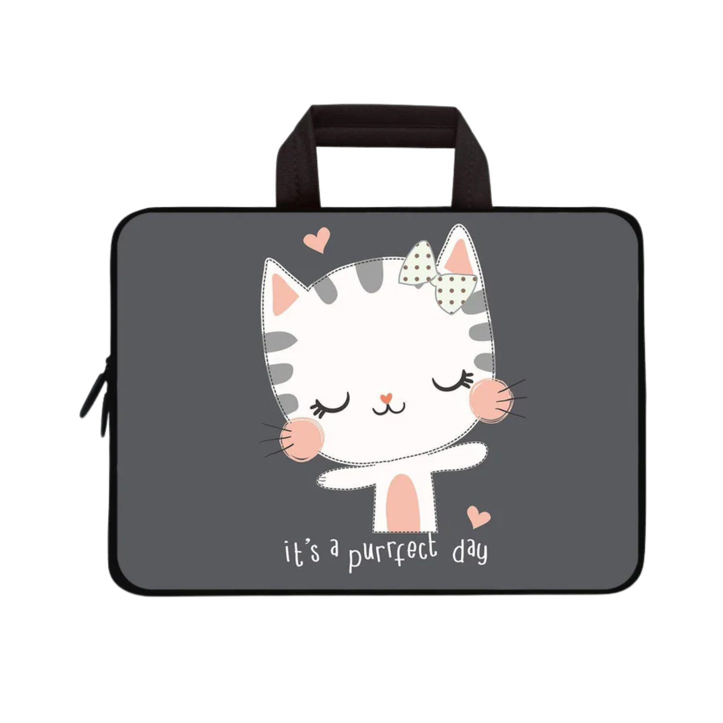 11-12.5 Inch Laptop Sleeve - Neoprene, Universal Fit, Cute Cat Design