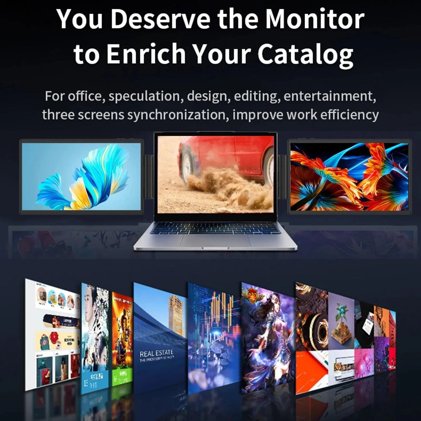 12" Dual Monitor Laptop Screen Extender - 1920x1080 HD IPS for MacBook/Huawei