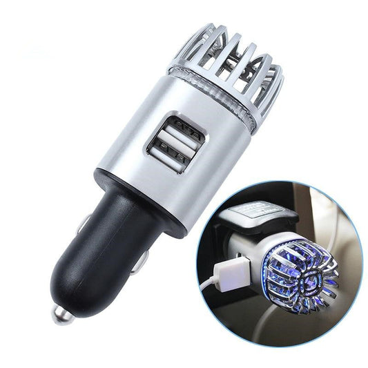 Car Air Purifier with Dual USB Charger – Ionic Freshener