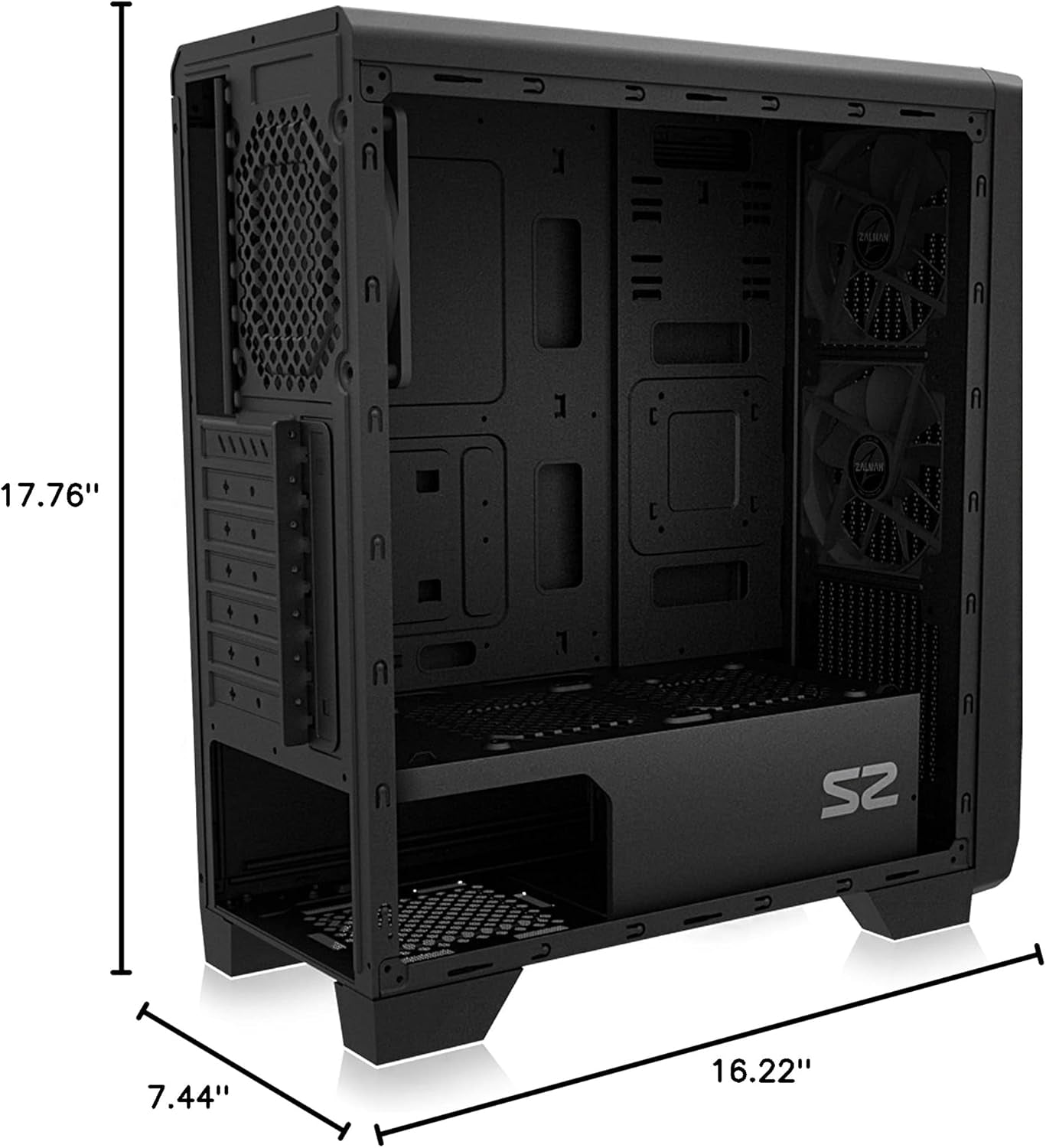 S2 ATX Mid-Tower PC Case, 3 X Pre-Installed 120Mm  Quiet Fans (Support up to 8 Fans), High Airflow Mesh Front Panel, Support Gpus up to 330Mm, USB 3.0