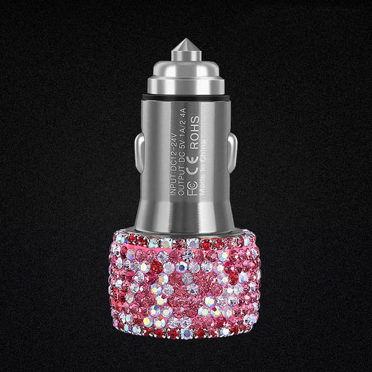 Car Charger with Dual USB Ports – Fast Charging + Safety Hammer