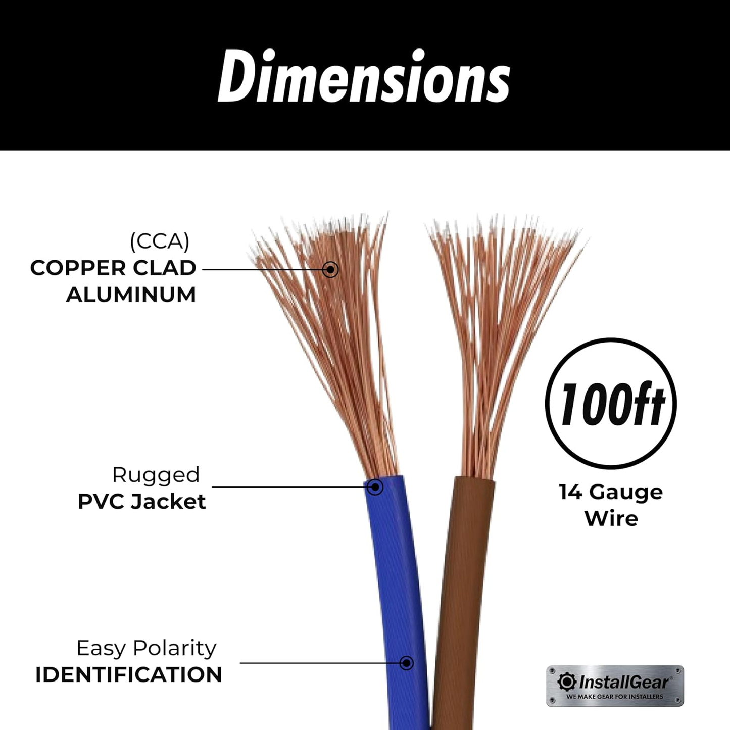 14 AWG Speaker Wire Cable - 100 Ft True Spec for Car Audio & Home Theater