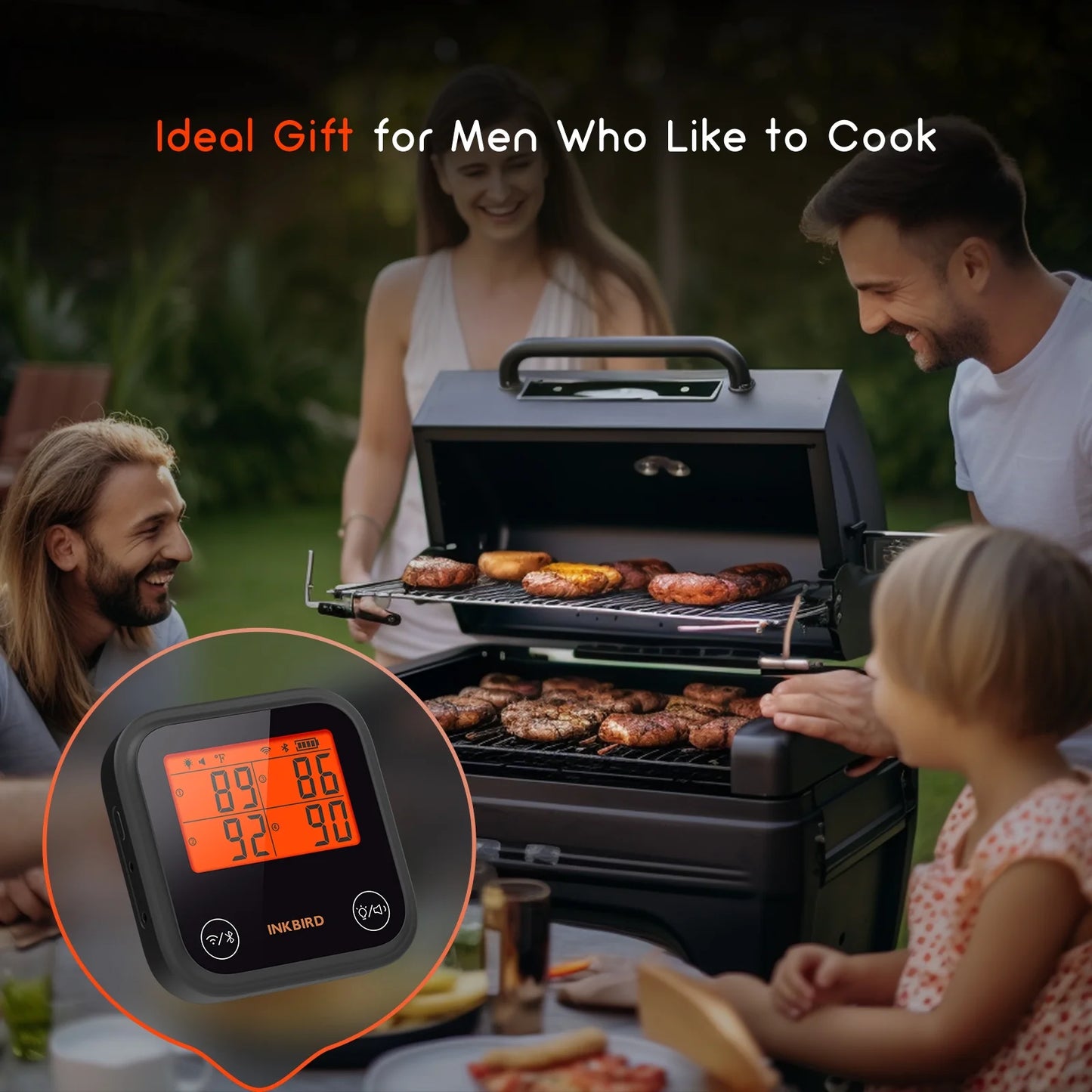 Wifi&Bluetooth Meat Thermometer,4 Colored Probes Wireless BBQ Thermometers for Barbecue ,Smoker,Oven | APP Calibration Temp Graph | Mobile Notification Timer Alarm