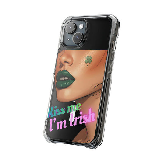 Clear Magnetic Phone Case – Slim Protection with “Kiss Me I’m Irish” Print