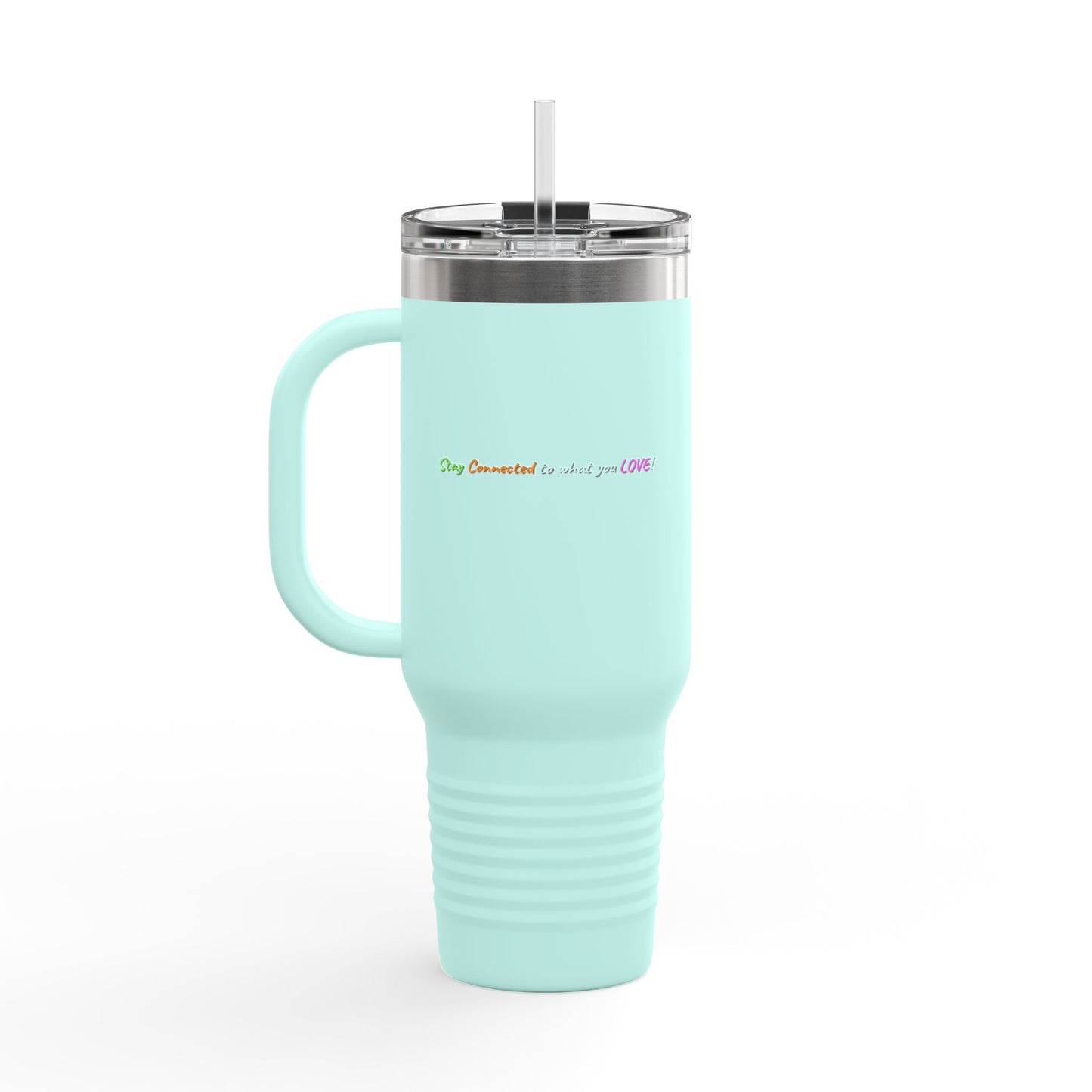 Never a Bad Connection – Mint Ice Cream 40oz Insulated Travel Mug with Handle and Straw