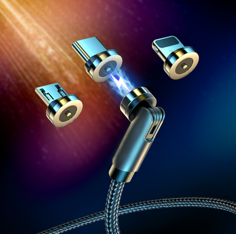 Cable de carga USB magnético giratorio de 360° - Cargador compatible con varios dispositivos