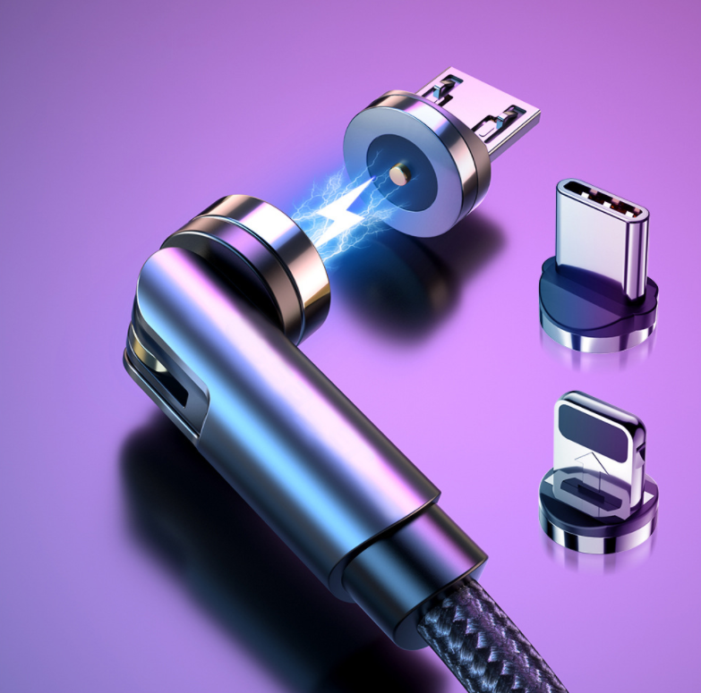 Cable de carga USB magnético giratorio de 360° - Cargador compatible con varios dispositivos