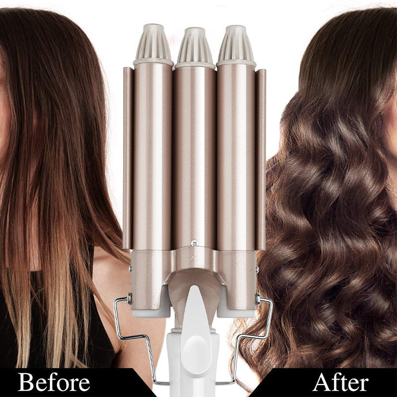 Triple Barrel Curling Iron - Professional 3-Tube Hair Waver for Beach Waves & Volume