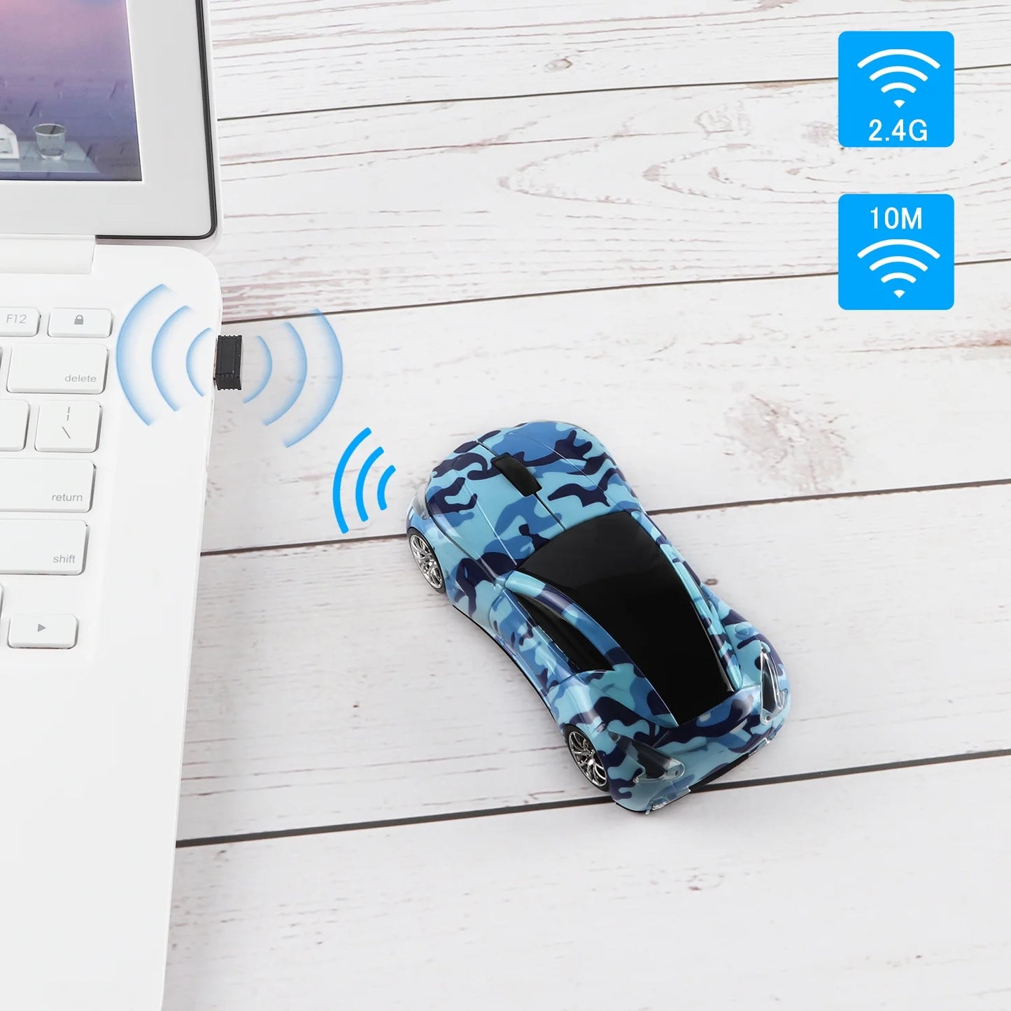 Wireless Mouse, 2.4Ghz Car Shape Mouse, Optical Cordless Mice with USB Receiver for PC Laptop Computer, Gray