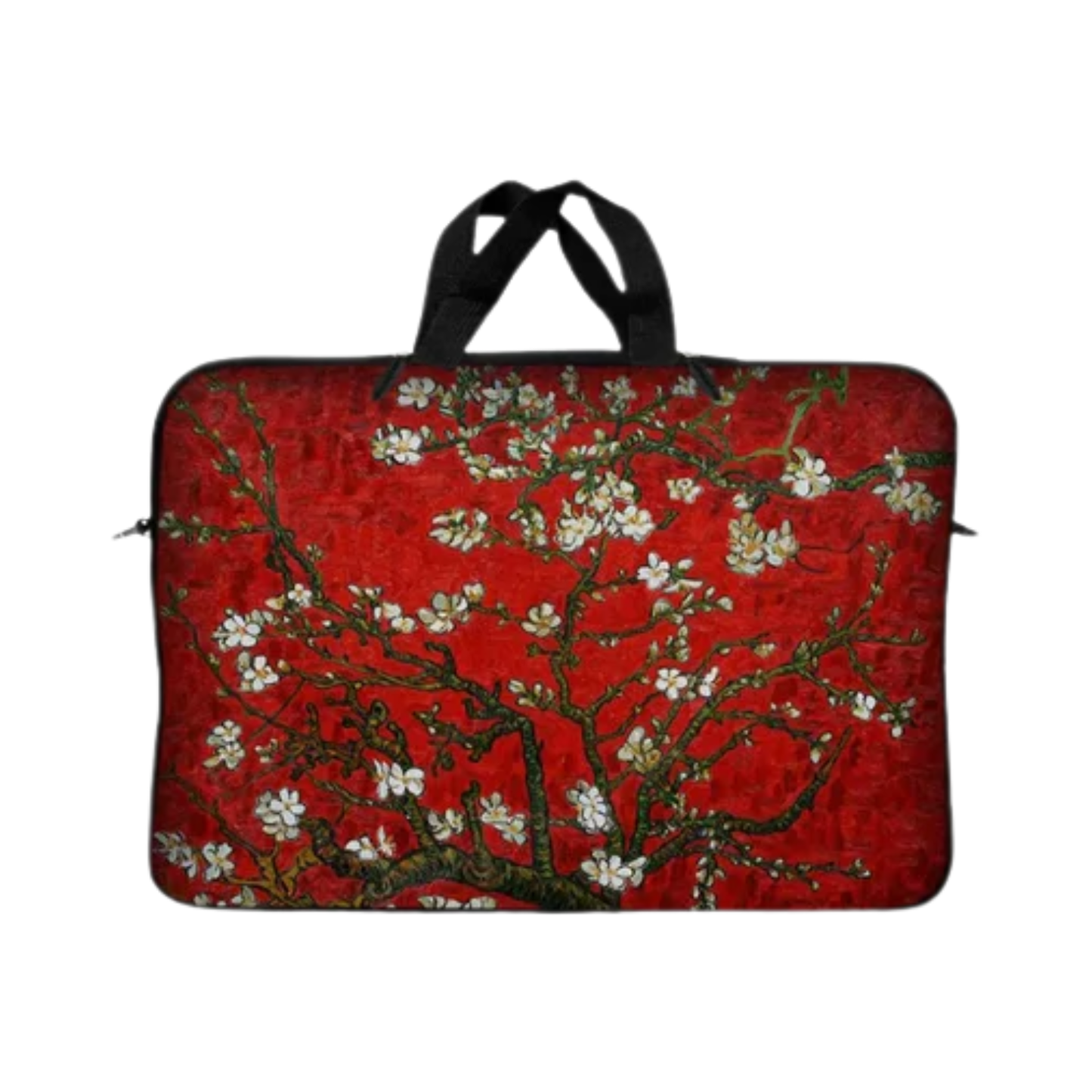 17-17.3 Inch Neoprene Laptop Sleeve - Handle & Shoulder Strap, Red Almond Trees