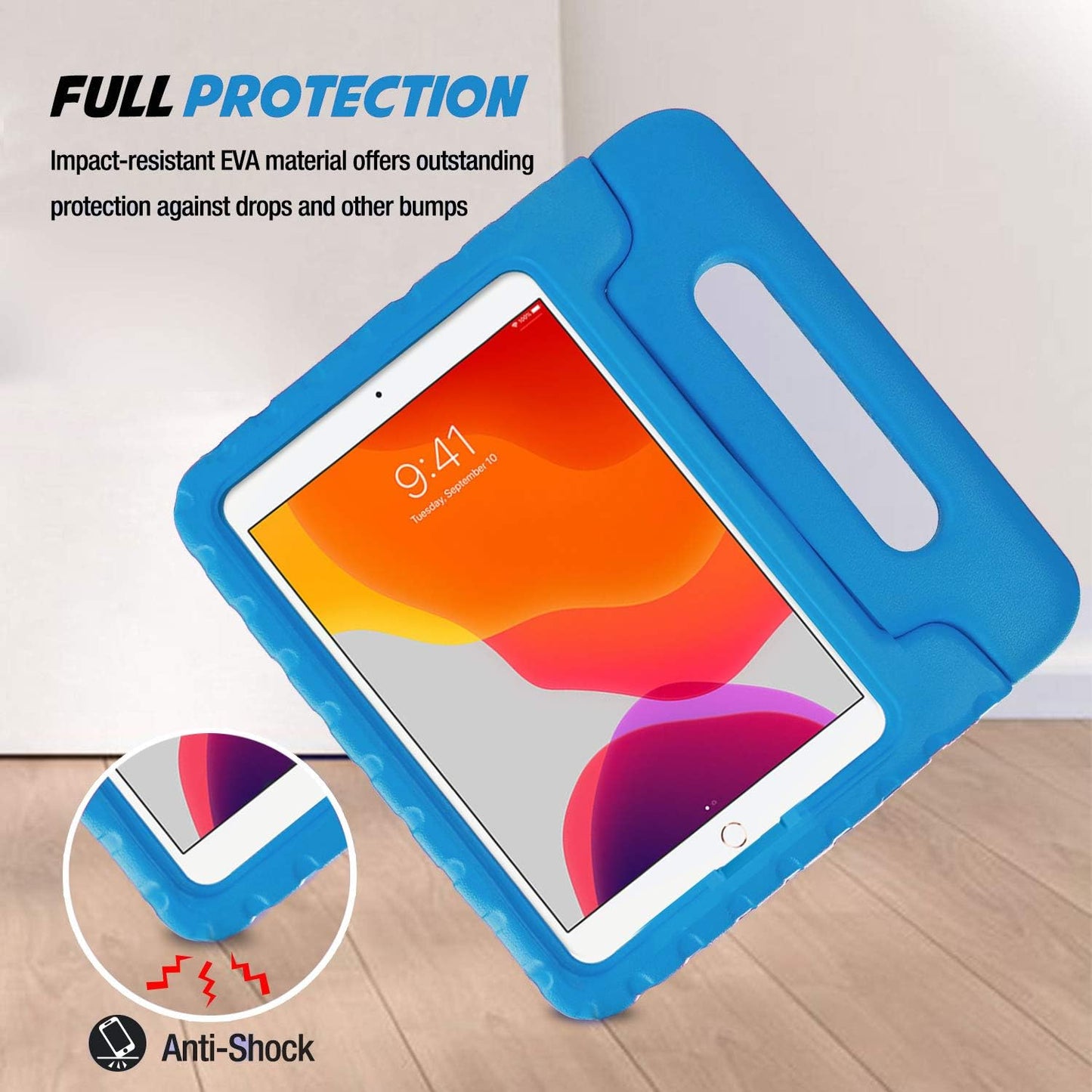 Shockproof Kids iPad Case with Handle for 10.2" (9th/8th/7th Gen), 10.5" Air/Pro: Lightweight & Convertible