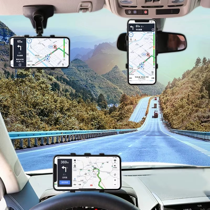 3-in-1 Car Phone Holder: Dashboard, Mirror, Vent