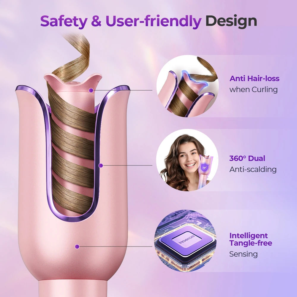 Automatic Curling Iron, Curling Iron 23 Mm Curling Iron with Negative Ions 3 Temperature Anti-Scald Design Intelligent Automatic Curling Iron