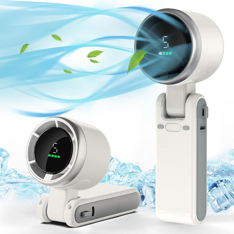 Powerful Handheld Turbo Fan: 5 Speeds, Rechargeable, for Travel & Work
