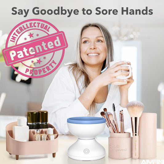 Makeup Brush Cleaner Machine - Electric Make up Brushes Cleaner Cleanser Professional Tool for Kabuki Foundation Liquid Powder Face Makeup Self Tanner Brush,Gifts for Women Stocking Stuffers