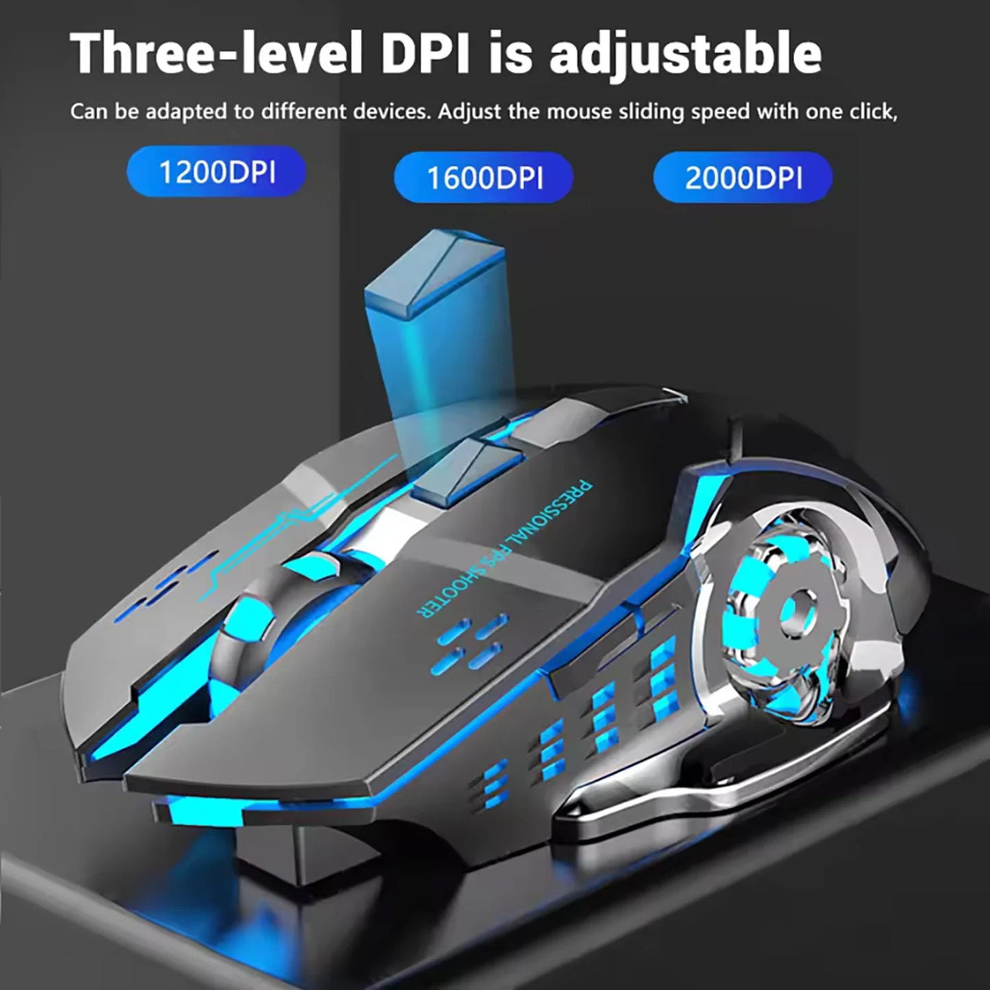 Rechargeable Bluetooth Wireless Mouse with 2.4G USB for Laptop Macbook PC Computer Backlight Gaming Mouse for Ipad Tablet Phone