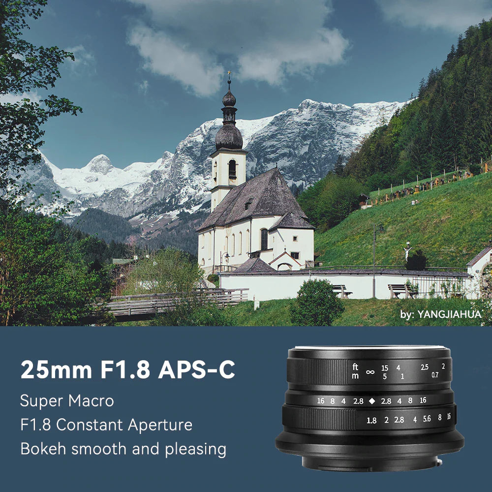 7Artisans 7 Artisans 25Mm F1.8 Manual Focus Prime Lens for Sony E/Fujifilm Fx/Canon Eos-M/Olympus and Panasonic Micro 4/3 Mount
