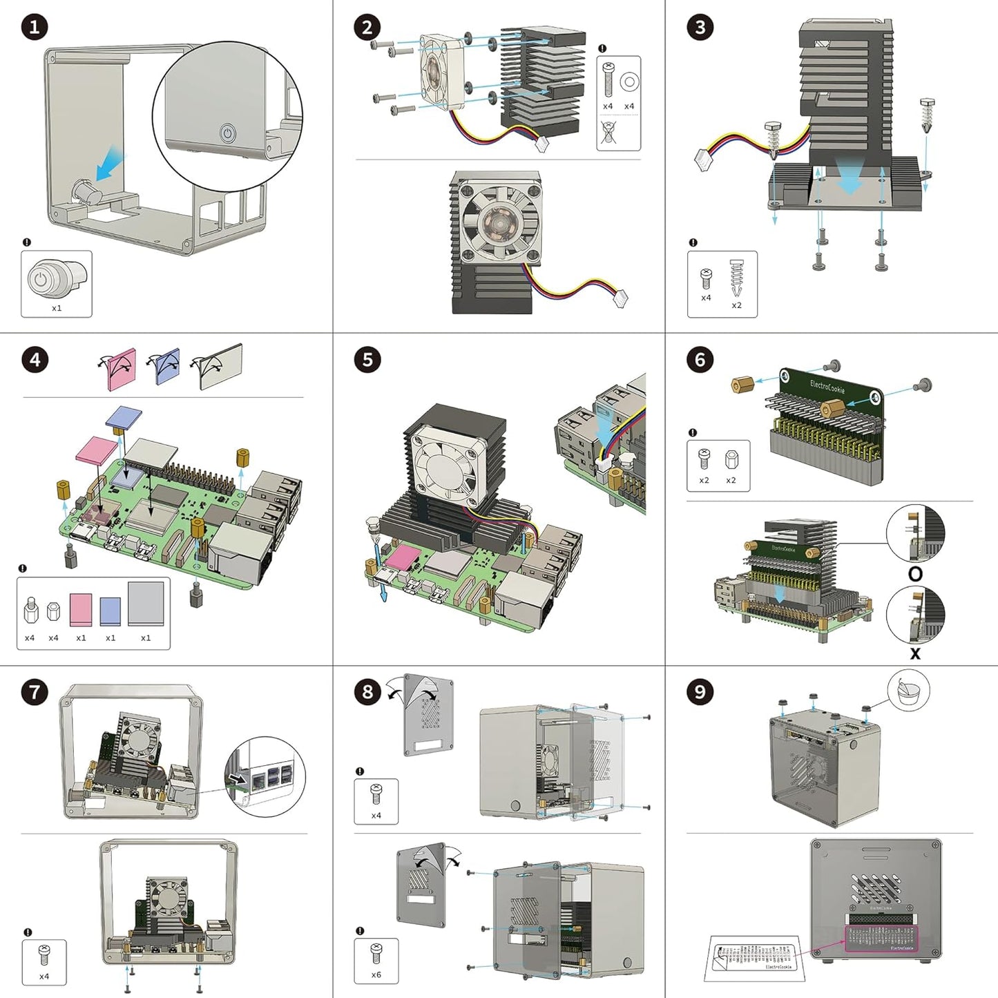 Electrocookie Raspberry Pi 5 Case, Aluminum Mini Tower Case with Cooling Fan