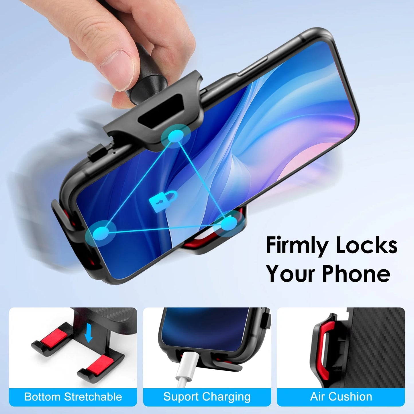 Universal Car Phone Mount Cradle for Windshield Dashboard with Suction Cup, 360° Rotation Long Arm Car Cell Phone Mount Holder for Iphone 13/ 13 Mini/ 13 Pro Max, Android Devices