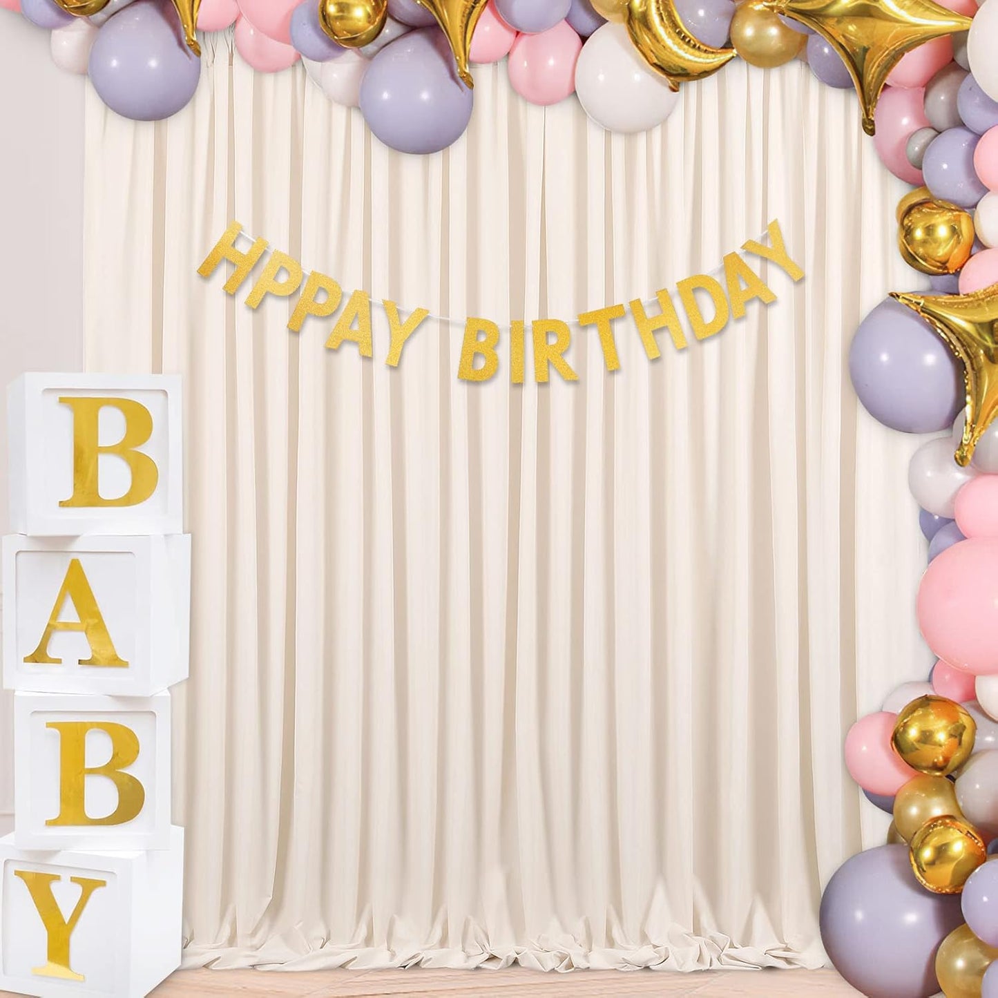 10Ft X 8Ft Champagne Backdrop Curtains for Parties Deep Champagne Backdrop Drape for Birthday Wedding 2 Panels 5Ft X 8Ft