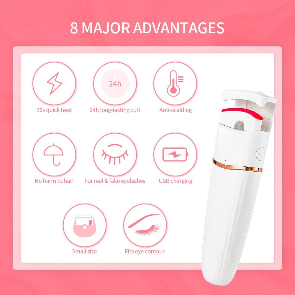 Electric Smart Heated Eyelash Curler Makeup Long Lasting Lashes Curl Beauty Tool