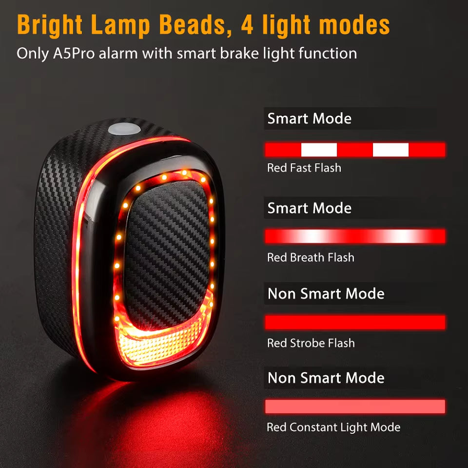 Anti-Theft Bike Alarm: Brake Light, Remote, Waterproof