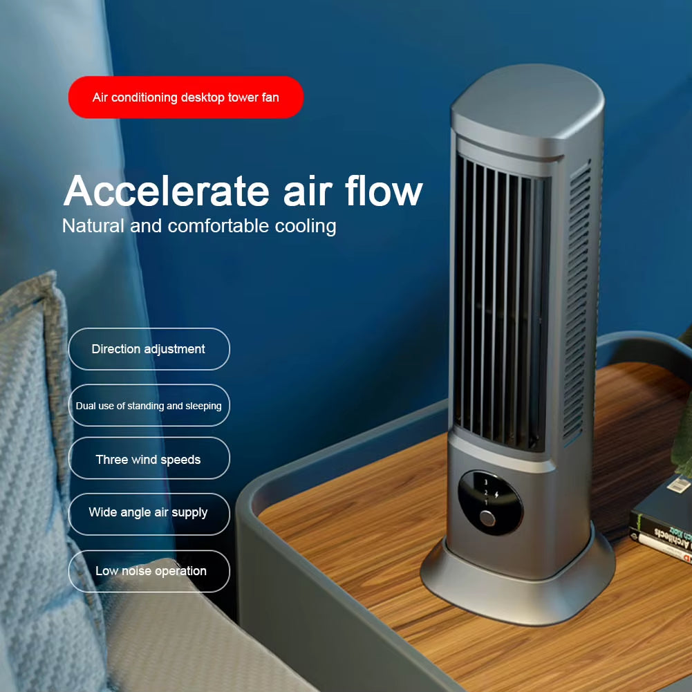 USB Rechargeable Desk Tower Fan 3 Speeds Summer Ventilation Fan Desktop Cooling Fan Portable Fan for Home Camping Fans